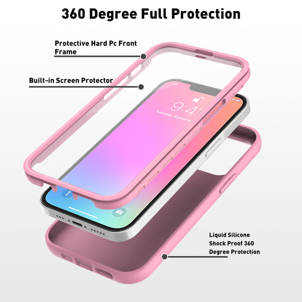 apple iphone 13 pro full-body tpu case - pink - www.coverlabusa.com