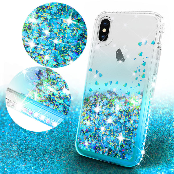 clear liquid phone case for apple iphone xs/iphone x - teal - www.coverlabusa.com 