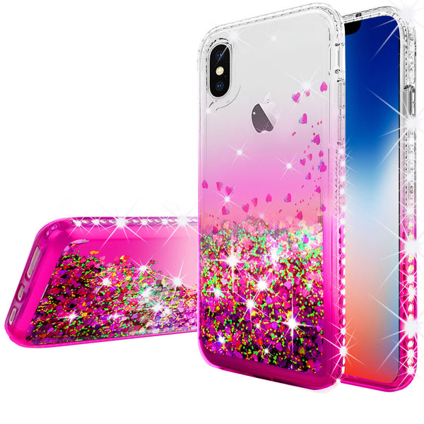 clear liquid phone case for apple iphone xs/iphone x - hot pink - www.coverlabusa.com 