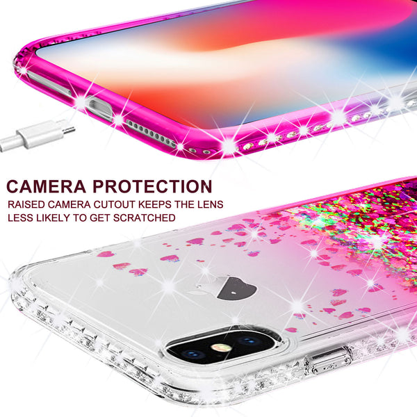 clear liquid phone case for apple iphone xs/iphone x - hot pink - www.coverlabusa.com 