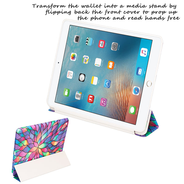 Apple iPad 9.7-inch Wallet Case - Rainbow Flower - www.coverlabusa.com