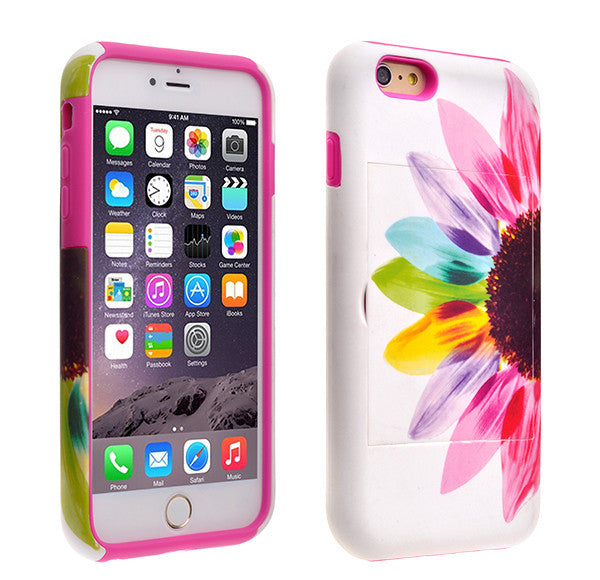 Apple iPhone 6/6s Plus Dual Layer Credit Card Hybrid Case With Design, ID Holder with Kickstand - vivid sunflower - www.coverlabusa.com