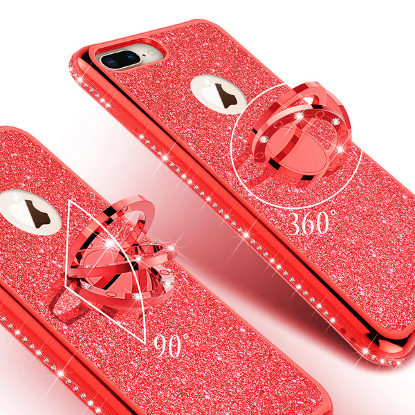 apple iphone 7 plus glitter bling fashion 3 in 1 case - red - www.coverlabusa.com