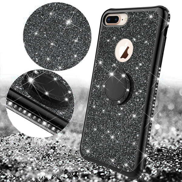 apple iphone 7 glitter bling fashion 3 in 1 case - black - www.coverlabusa.com
