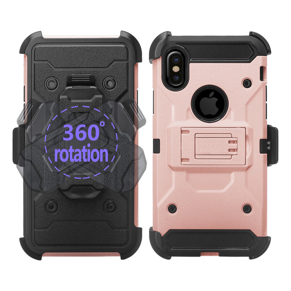 Apple iPhone X Hybrid Holster Case - Rose Gold - www.coverlabusa.com