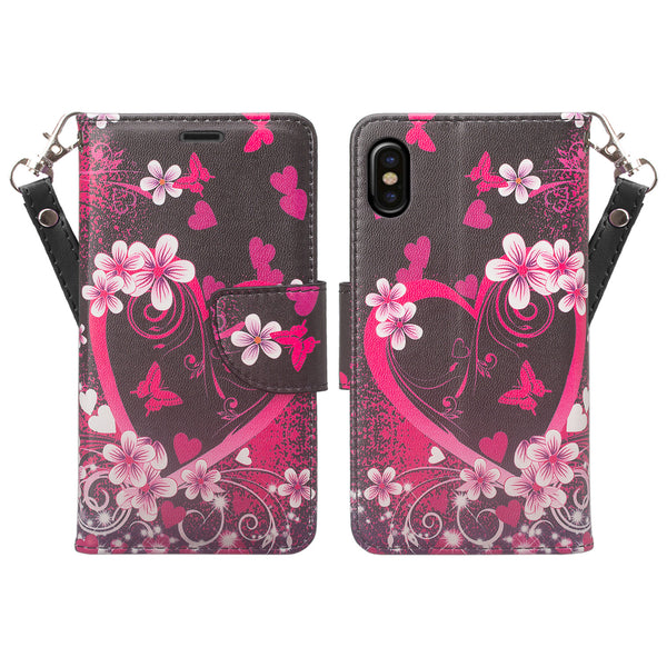 apple iphone x, iphone 10 wallet case - heart butterflies - www.coverlabusa.com