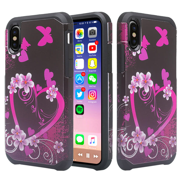 apple iphone xr hybrid case - heart butterflies - www.coverlabusa.com