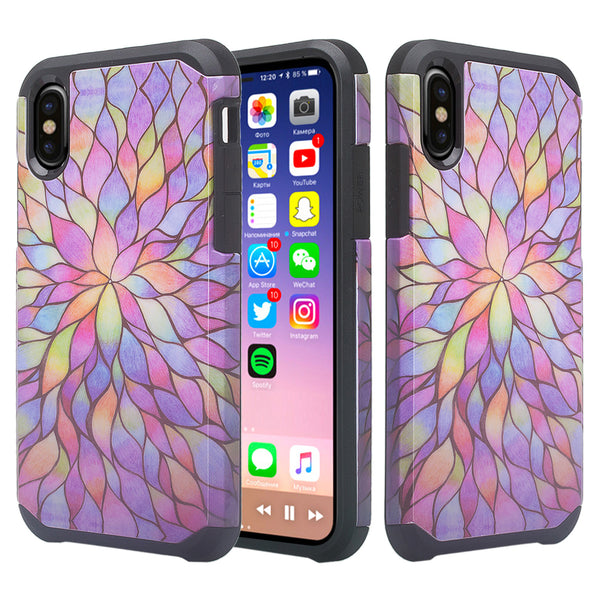 apple iphone xs max hybrid case - rainbow flower - www.coverlabusa.com