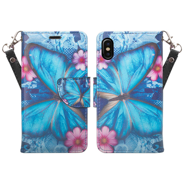 apple iphone xs max wallet case - blue butterfly - www.coverlabusa.com