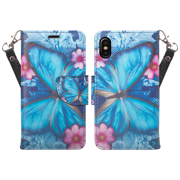 Apple iPhone X Wallet Case - blue butterfly - www.coverlabusa.com