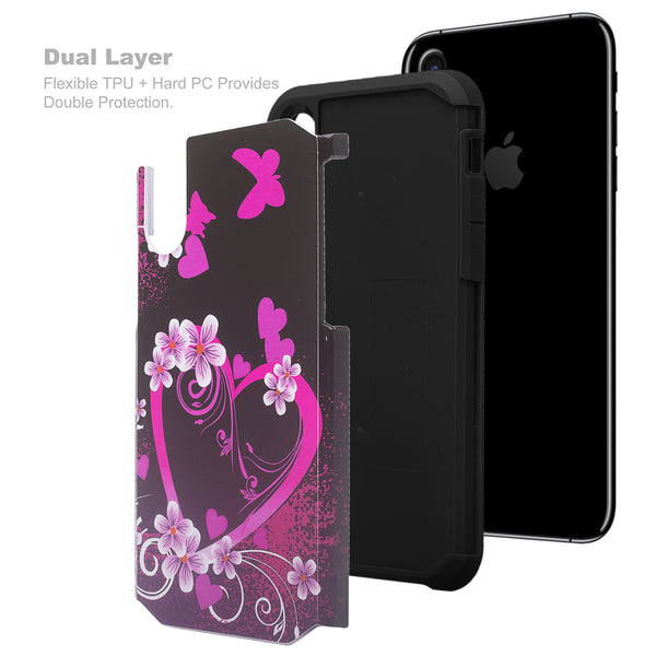 apple iphone xr hybrid case - heart butterflies - www.coverlabusa.com