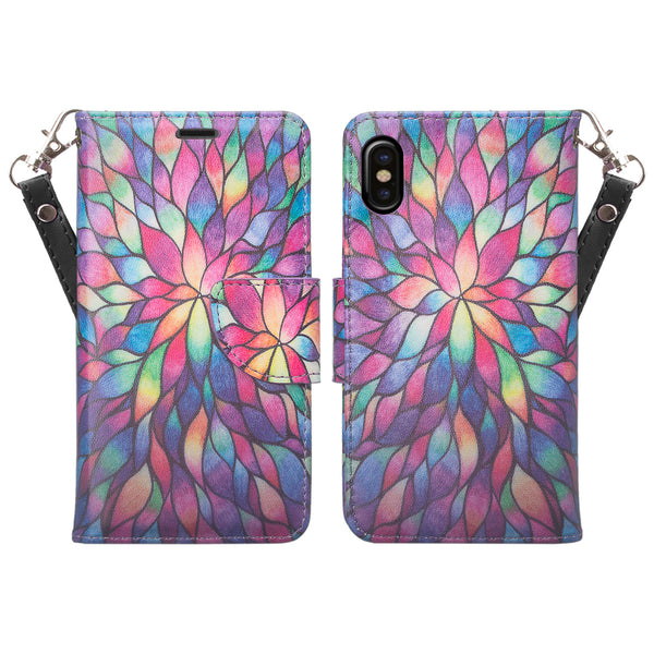 apple iphone xr wallet case - rainbow flower - www.coverlabusa.com