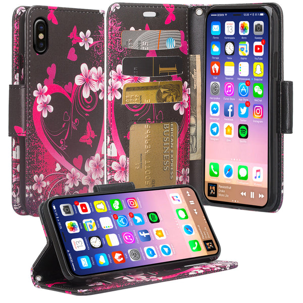 apple iphone xr wallet case - heart butterflies - www.coverlabusa.com