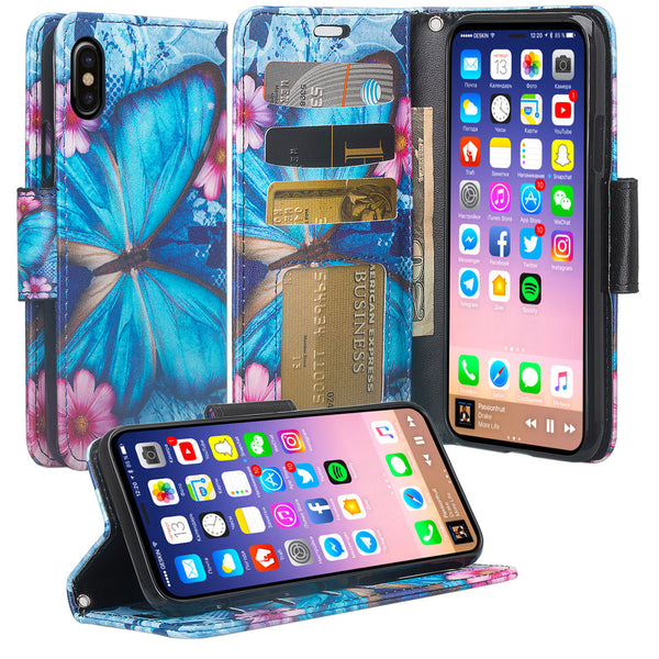 apple iphone xs max wallet case - blue butterfly - www.coverlabusa.com