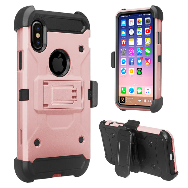 Apple iPhone X Hybrid Holster Case - Rose Gold - www.coverlabusa.com