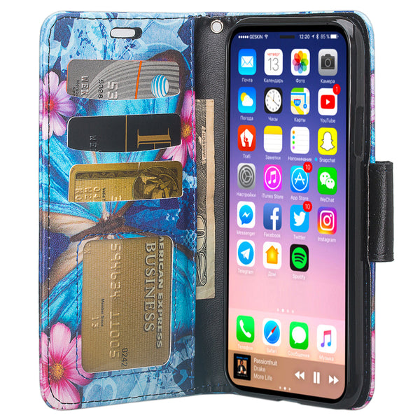 Apple iPhone X Wallet Case - blue butterfly - www.coverlabusa.com