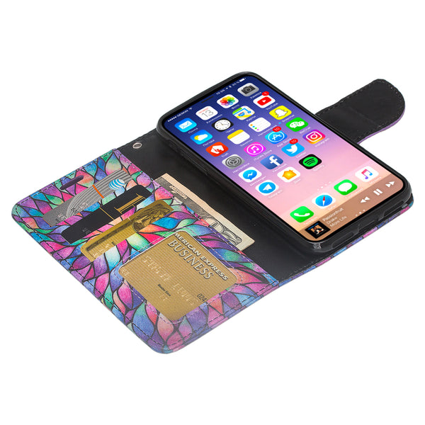Apple iPhone X Wallet Case - rainbow flower - www.coverlabusa.com