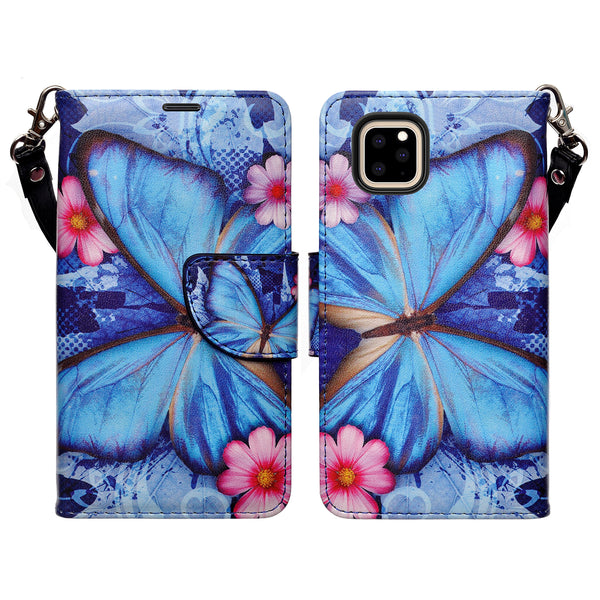 apple iphone 11 pro max wallet case - blue butterfly - www.coverlabusa.com
