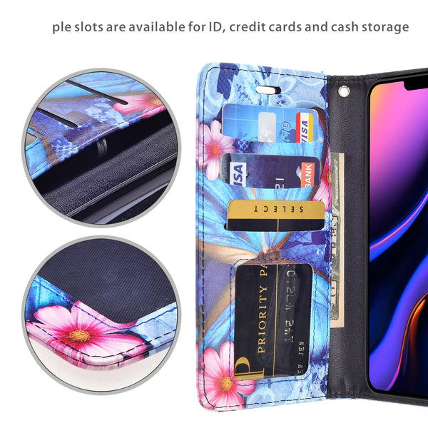 apple iphone 11 pro max wallet case - blue butterfly - www.coverlabusa.com