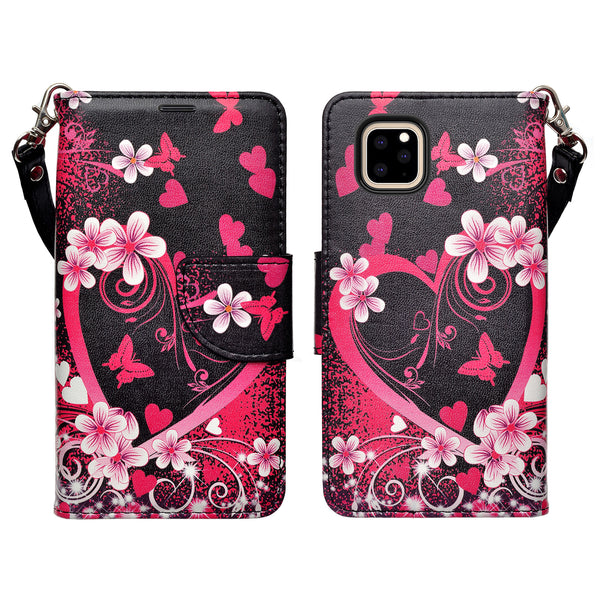 apple iphone 12 pro wallet case - heart butterflies - www.coverlabusa.com