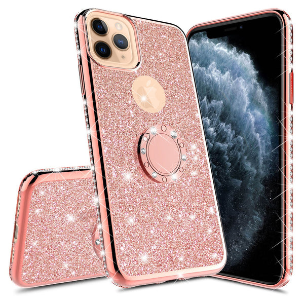 apple iphone 13 pro glitter bling fashion case - rose gold - www.coverlabusa.com