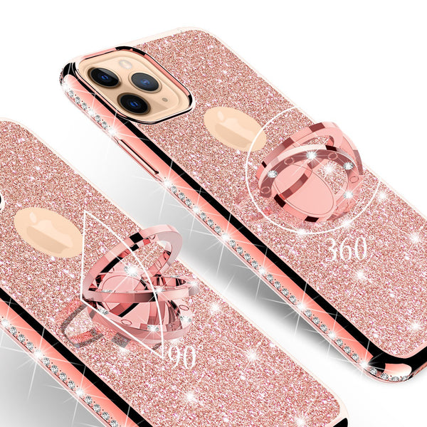 apple iphone 13 pro glitter bling fashion case - rose gold - www.coverlabusa.com