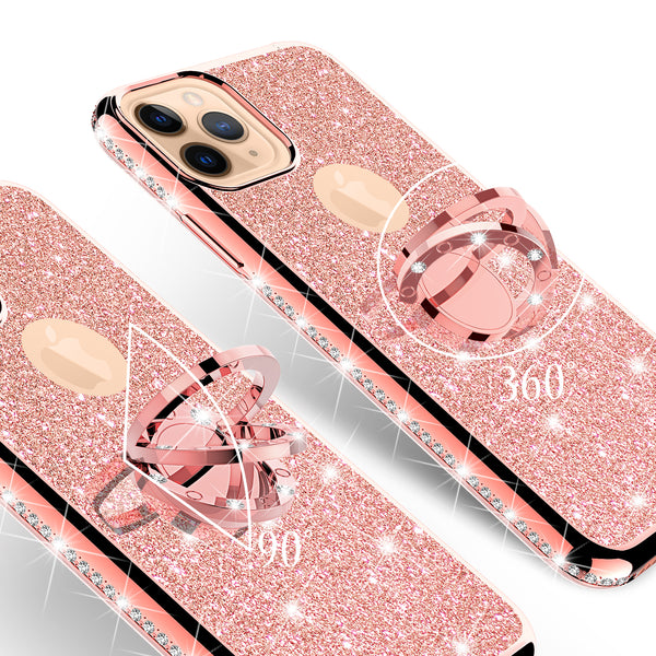 apple iphone 12 pro max glitter bling fashion case - rose gold - www.coverlabusa.com