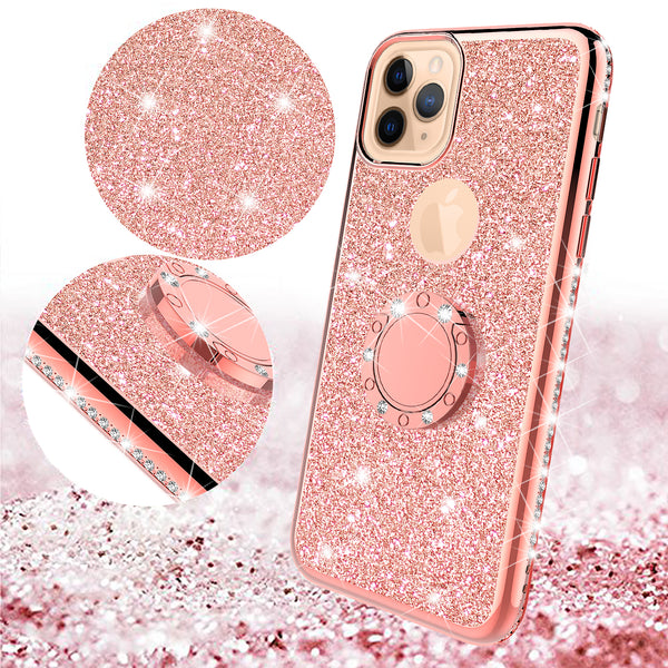 apple iphone 12 glitter bling fashion case - rose gold - www.coverlabusa.com