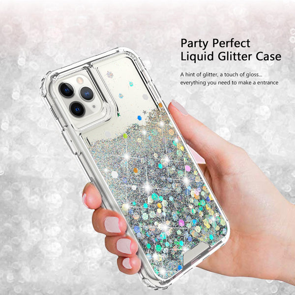 hard clear glitter phone case for apple iphone 12 pro  - clear - www.coverlabusa.com   