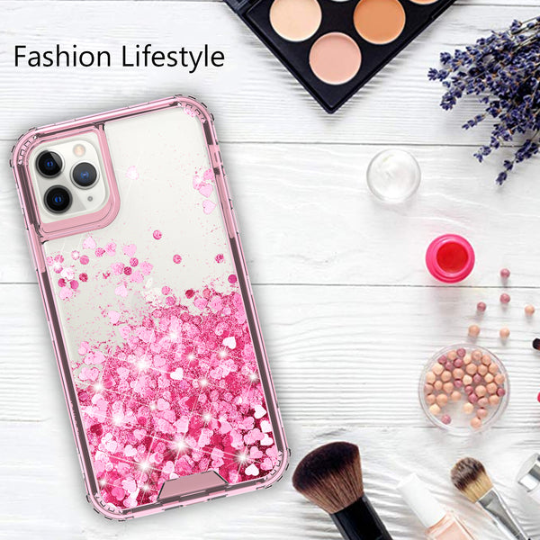 hard clear glitter phone case for apple iphone 11 pro max - pink - www.coverlabusa.com
