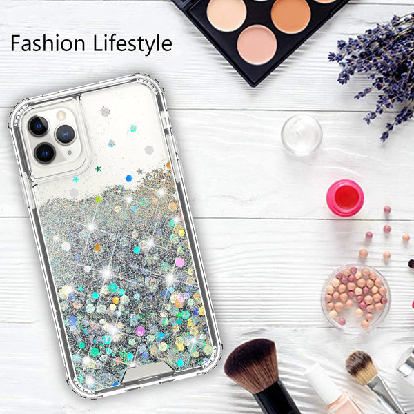 hard clear glitter phone case for apple iphone 12 pro  - clear - www.coverlabusa.com   