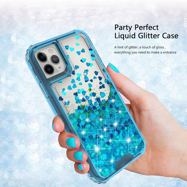 hard clear glitter phone case for apple iphone 12 pro  - teal - www.coverlabusa.com  