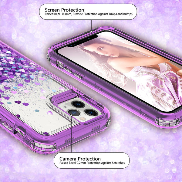 hard clear glitter phone case for apple iphone 11 pro - purple - www.coverlabusa.com 