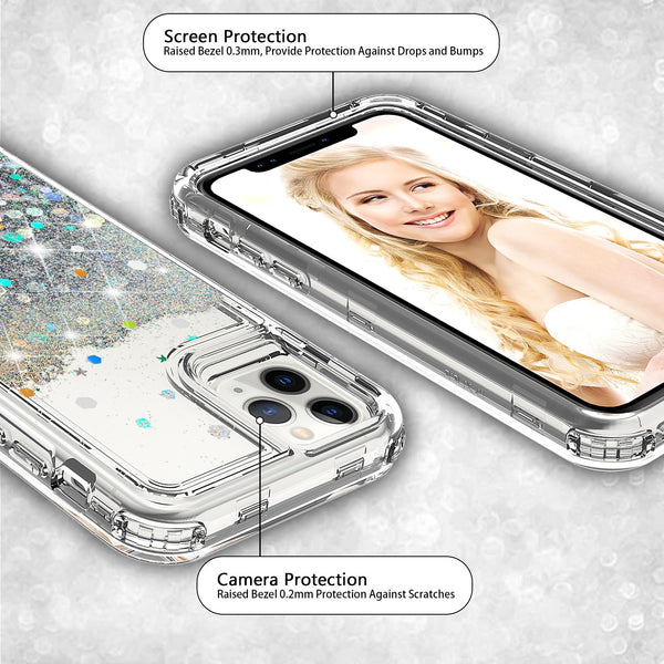 hard clear glitter phone case for apple iphone 12  - clear - www.coverlabusa.com  