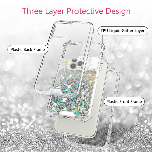 hard clear glitter phone case for apple iphone 12  - clear - www.coverlabusa.com 