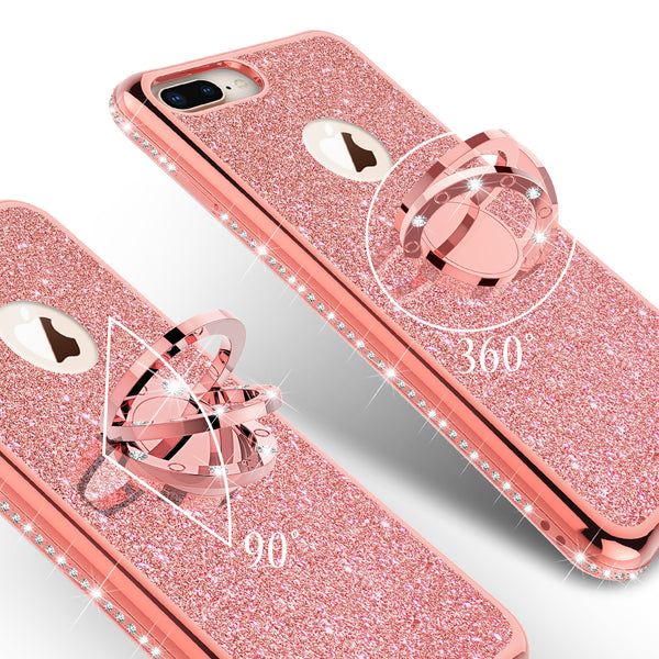 apple iphone 7 plus glitter bling fashion 3 in 1 case - rose gold - www.coverlabusa.com