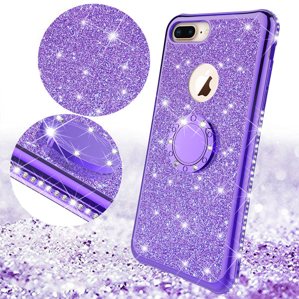 apple iphone 7 glitter bling fashion 3 in 1 case - purple - www.coverlabusa.com