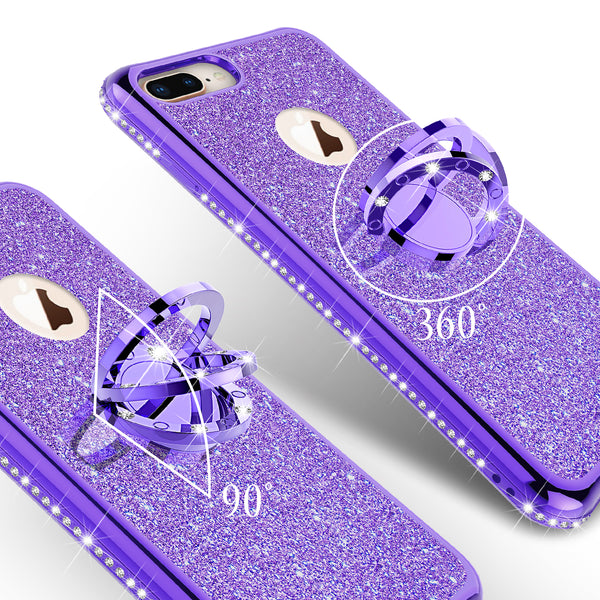 apple iphone 7 plus glitter bling fashion 3 in 1 case - purple - www.coverlabusa.com