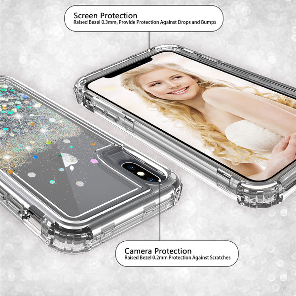 hard clear glitter phone case for apple iphone xs max - clear - www.coverlabusa.com 