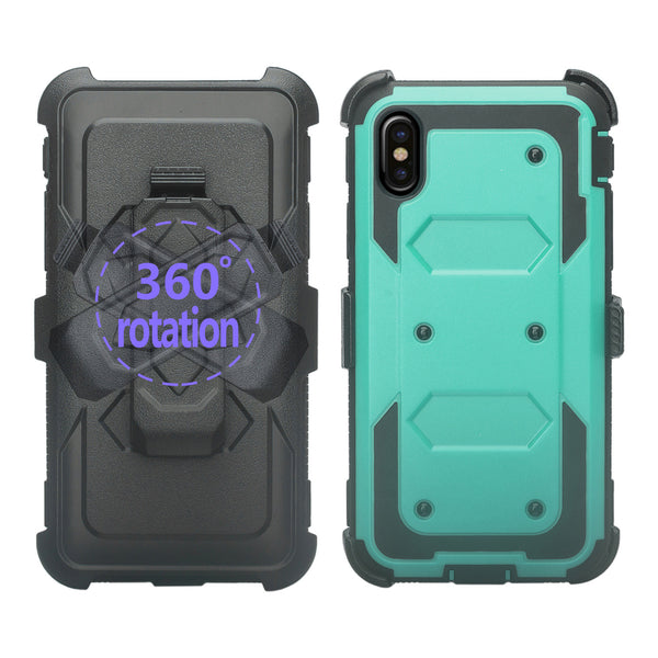 Apple iPhone X heavy duty holster case - teal - www.coverlabusa.com