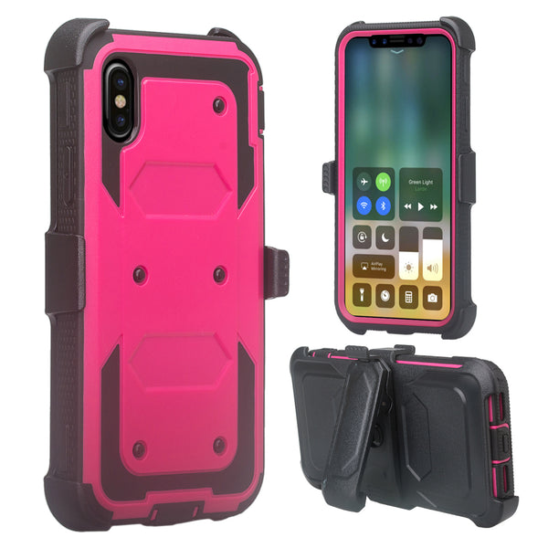 Apple iPhone XR heavy duty holster case - hot pink - www.coverlabusa.com