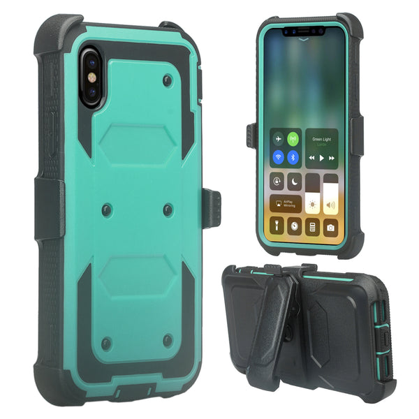 Apple iPhone XR heavy duty holster case - teal - www.coverlabusa.com