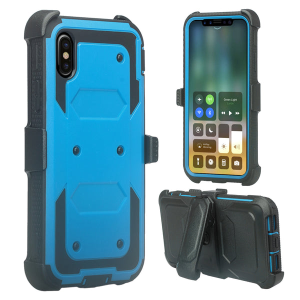 Apple iPhone 11 pro max heavy duty holster case - blue - www.coverlabusa.com