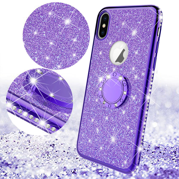 apple iphone x glitter bling fashion case - purple - www.coverlabusa.com