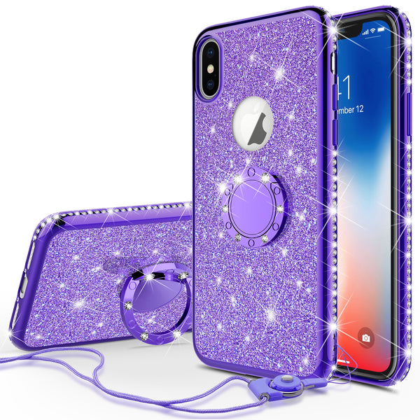 apple iphone xs max glitter bling fashion case - purple - www.coverlabusa.com