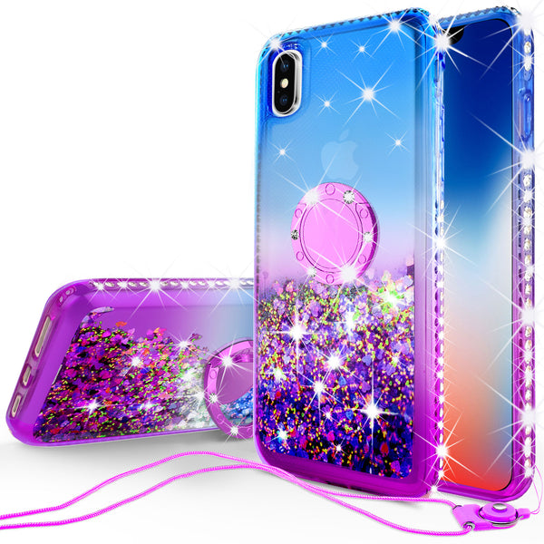 glitter ring phone case for Apple iPhone XS Max - blue gradient - www.coverlabusa.com 