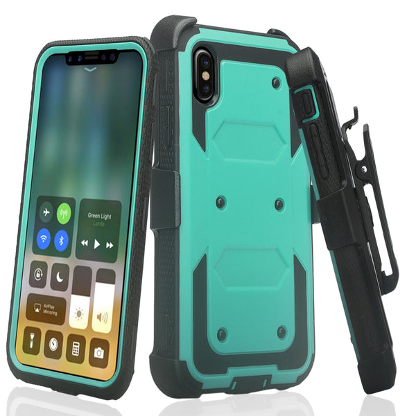 Apple iPhone X heavy duty holster case - teal - www.coverlabusa.com