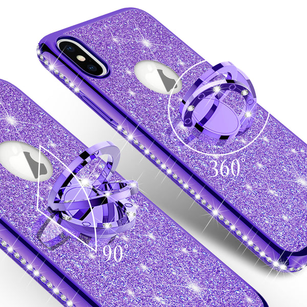 apple iphone x glitter bling fashion case - purple - www.coverlabusa.com