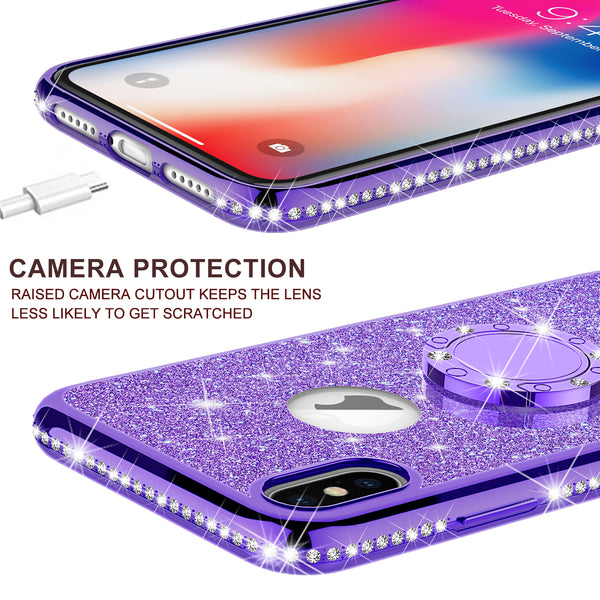 apple iphone x glitter bling fashion case - purple - www.coverlabusa.com