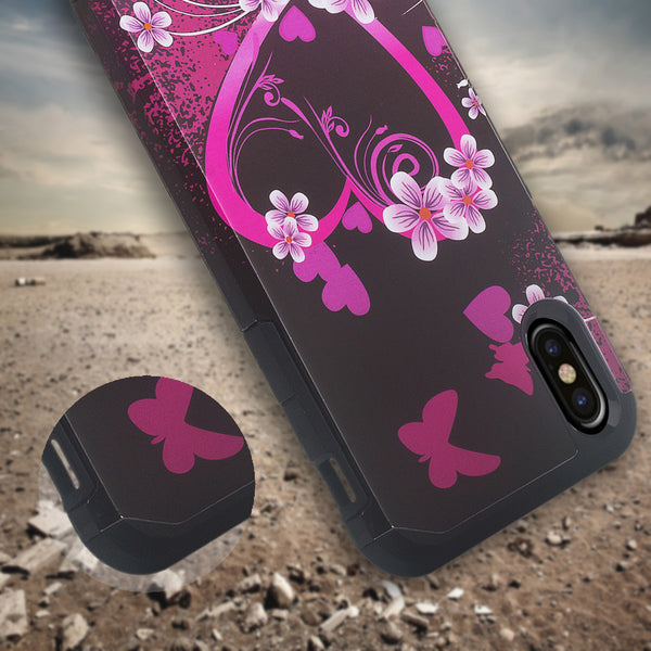 apple iphone xs max hybrid case - heart butterflies - www.coverlabusa.com